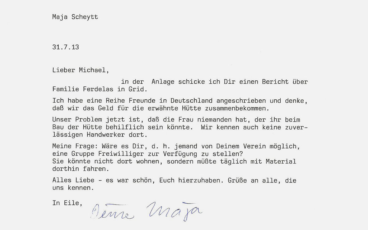 Brief von Maja